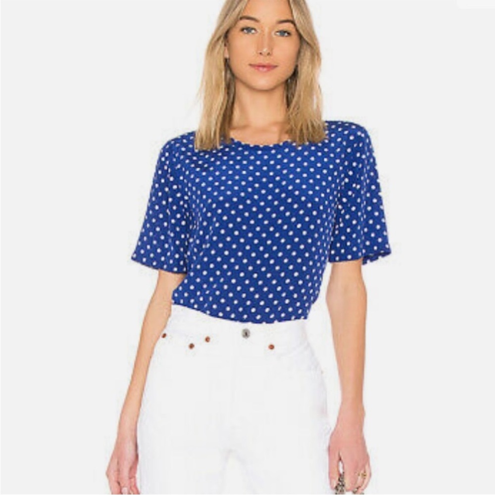 Equipment Brynn 100% Silk Blue Polka Dot Blouse Size Small